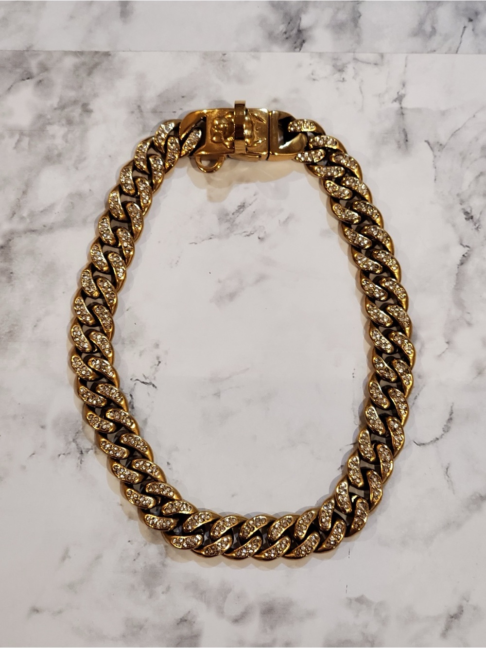 Cuban Link Gold Plated Dog Collar Heavy Duty Chain L14.5in